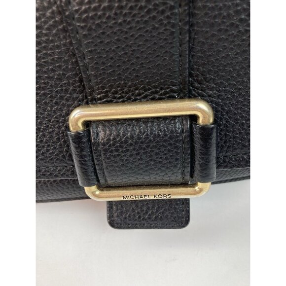 *Michael Kors Maxine Purse Black Pebbled Leather Crossbody Saddlebag Messenger - Picture 9 of 16